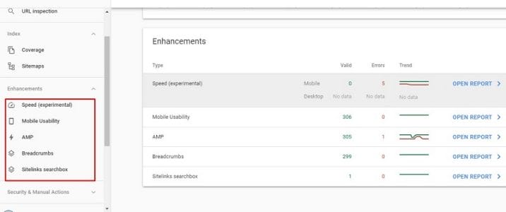 Enhancements-Google-Search-Console
