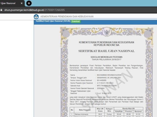 surat keterangan hasil ujian